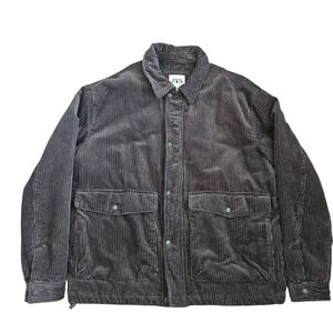 ZARA Mens Chocolate Brown Corduroy Padded Jacket Size L- XL  Streetwear Barn